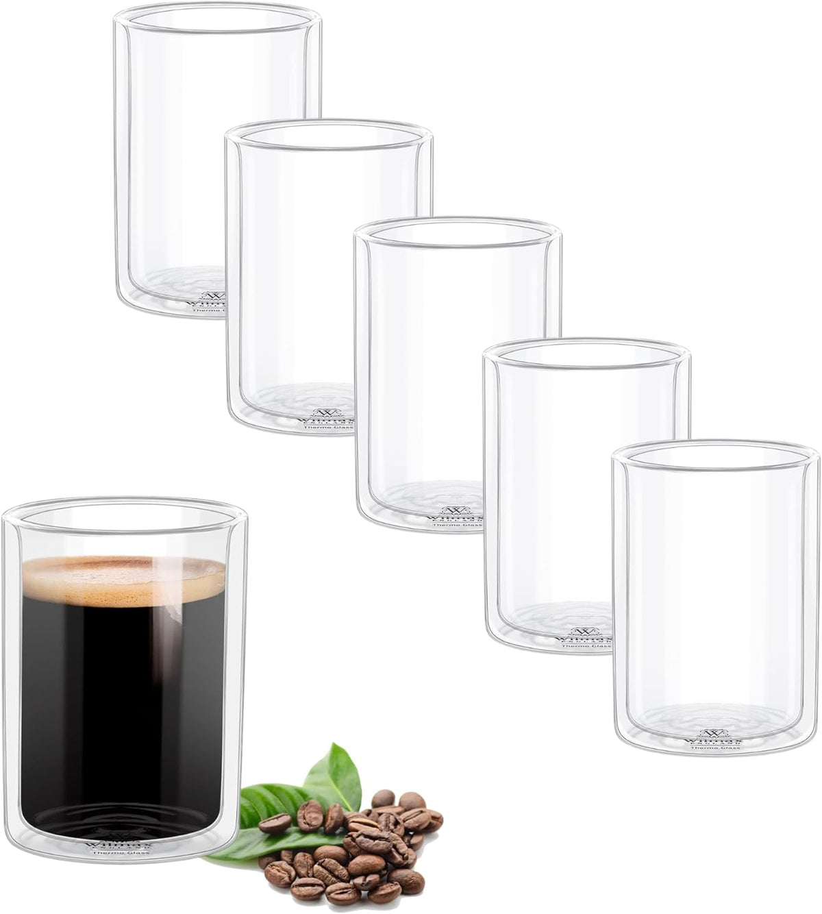 Wilmax Doppelwandiges Thermoglas 100 ml 6er-Set Transparent