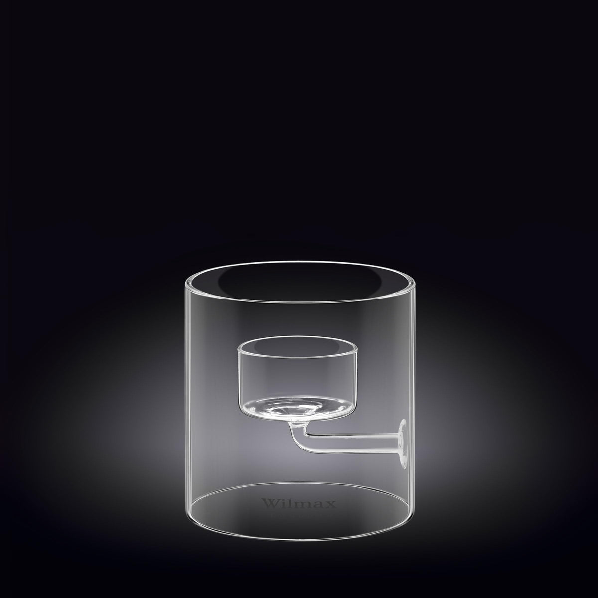 Wilmax WL-888904/A Borosilikatglas Kerzenständer für 1 Teelichter, 9cm Höhe