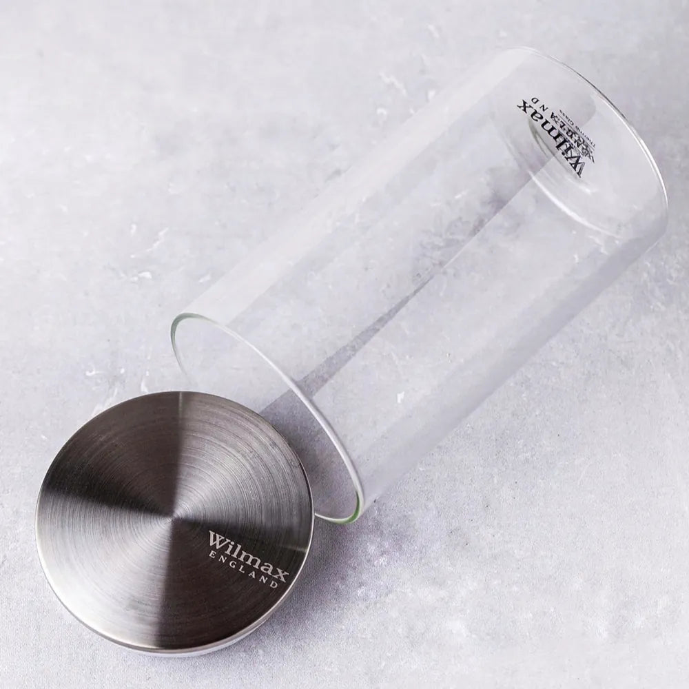 Wilmax Vorratsglas 1100 ml mit Edelstahldeckel Transparent