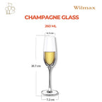 Wilmax Champagnerflöte 260 ml 2er-Set Transparent aus Wilmax Crystalline-Serie