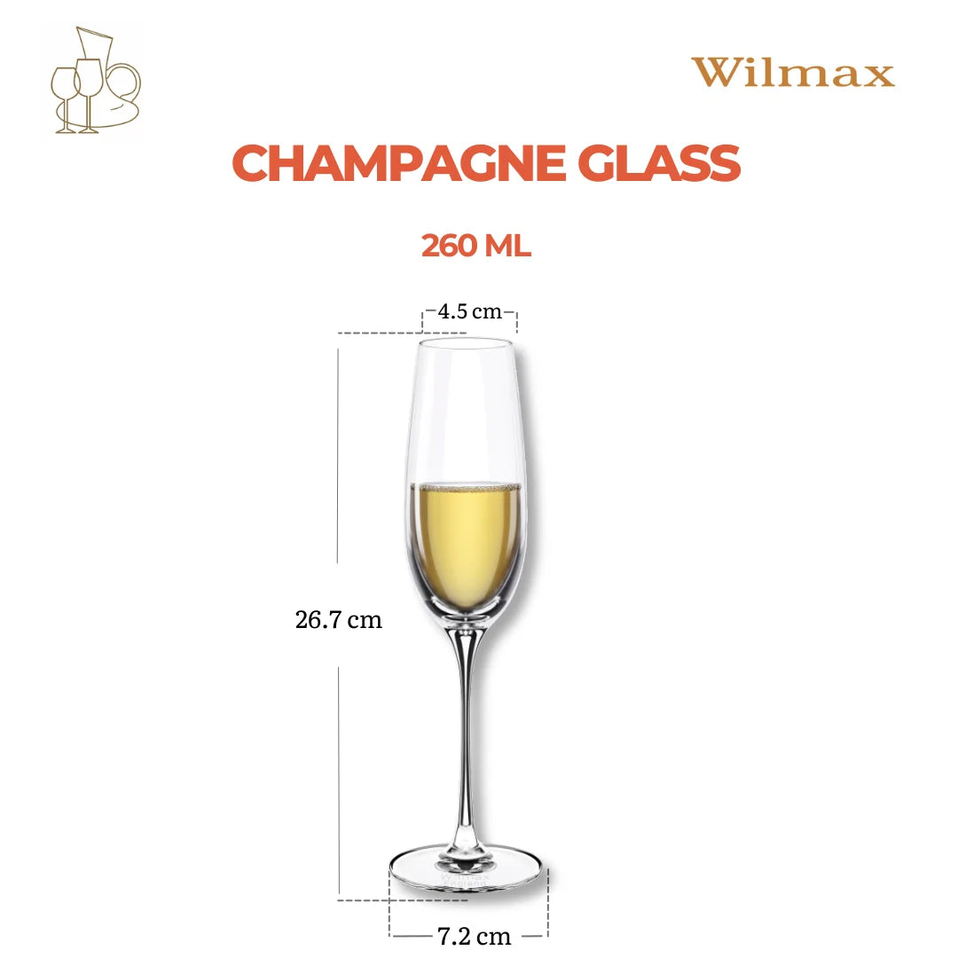 Wilmax Champagnerflöte 260 ml 2er-Set Transparent aus Wilmax Crystalline-Serie