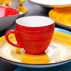 Wilmax Tasse mit Untertasse 190 ml 6er-Set Rot aus Porzellan