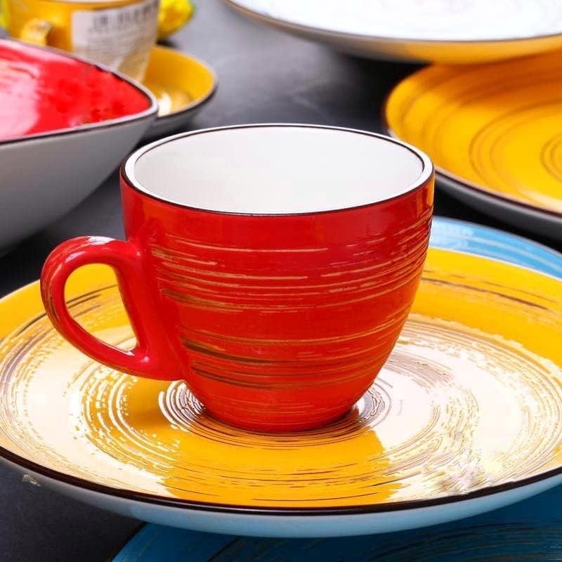 Wilmax Tasse mit Untertasse 190 ml 6er-Set Rot aus Porzellan