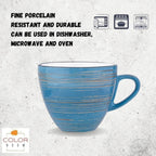 Wilmax Tasse mit Untertasse 190 ml 6er-Set Blau aus Porzellan