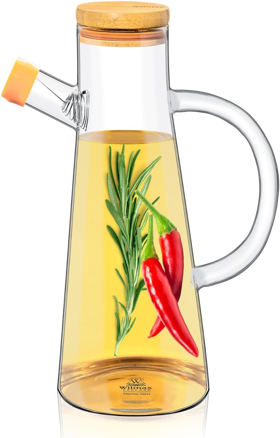 Wilmax Ölflasche 500 ml Glas mit Bambusdeckel WL-888964/A