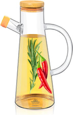 Wilmax Ölflasche 500 ml Glas mit Bambusdeckel WL-888964/A