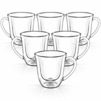 Wilmax Doppelwandige Tasse 250 ml 6er-Set Transparent