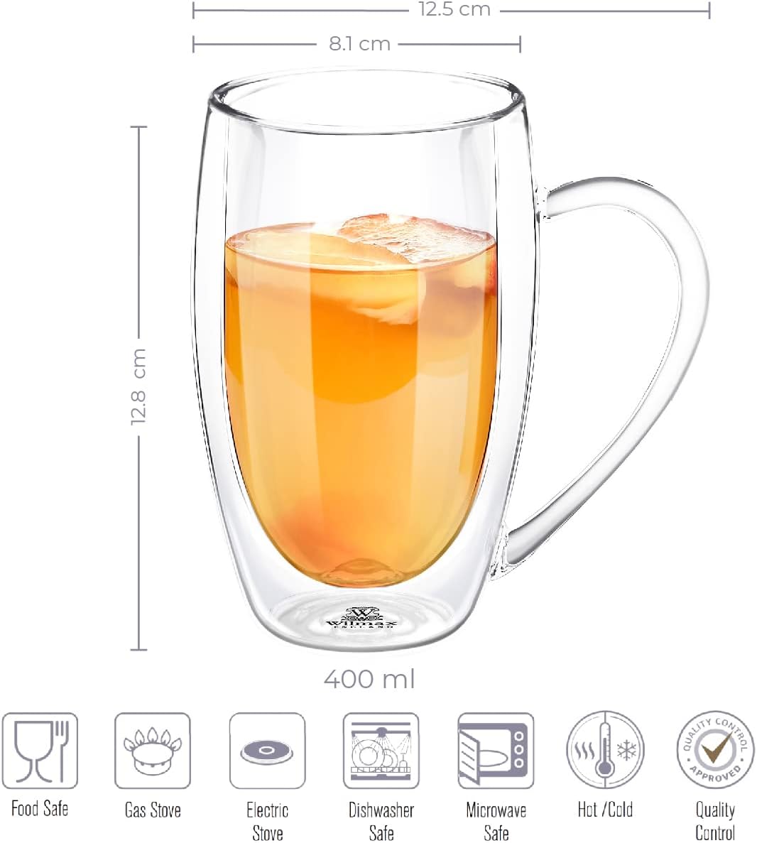 Wilmax Doppelwandiger Becher 400 ml Transparent WL-888741/A