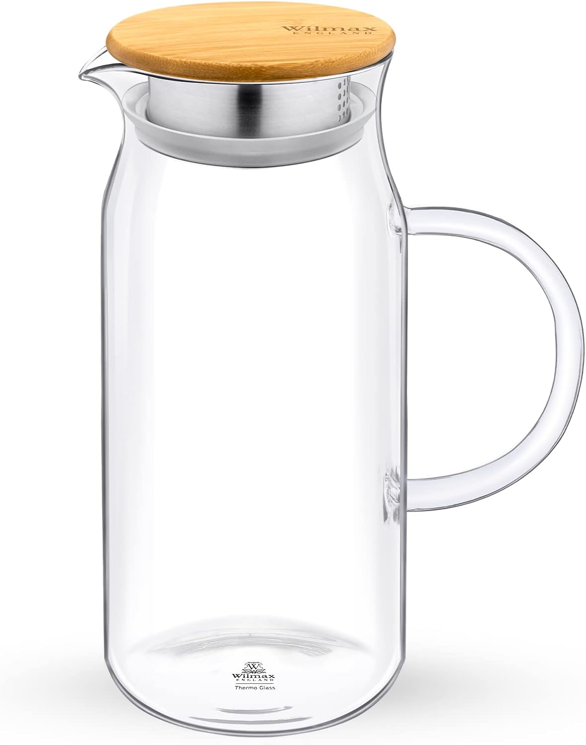 Wilmax Karaffe 1000 ml Thermoglas mit Bambusdeckel Transparent WL-888207/A