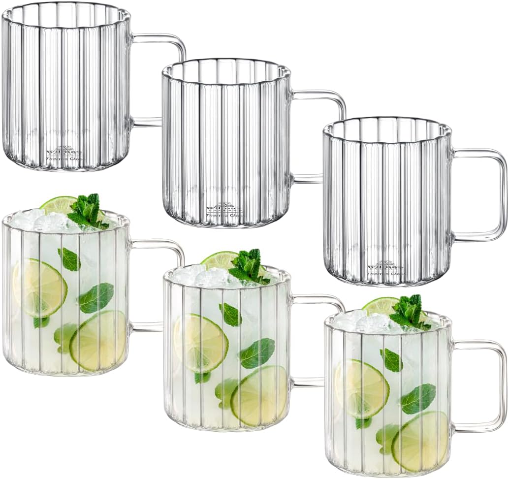 Wilmax Glas mit Henkel, 550 ml, 6er Set, WL-888618/A6