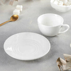 Wilmax Porzellan Kaffeetasse mit Untertasse 6-teilig Set 80 ml Weiß WL-993187/AB6