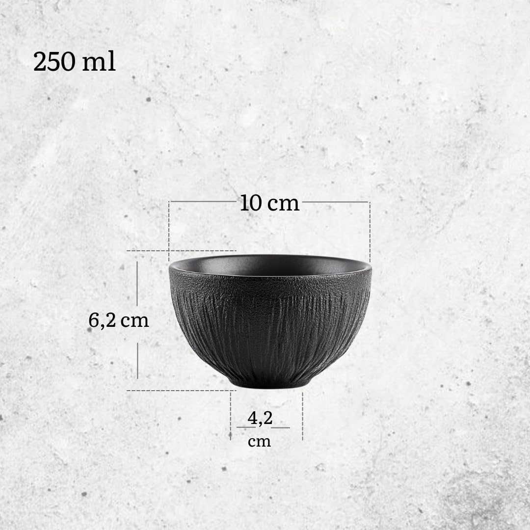 Wilmax Schüssel Lotus Schwarz 250 ml 6er Set WL-664115/A6
