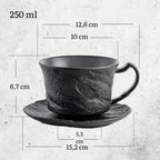 Wilmax Kaffeetassen Set mit Untertassen 250 ml 2er Schwarz WL-661152/AB2