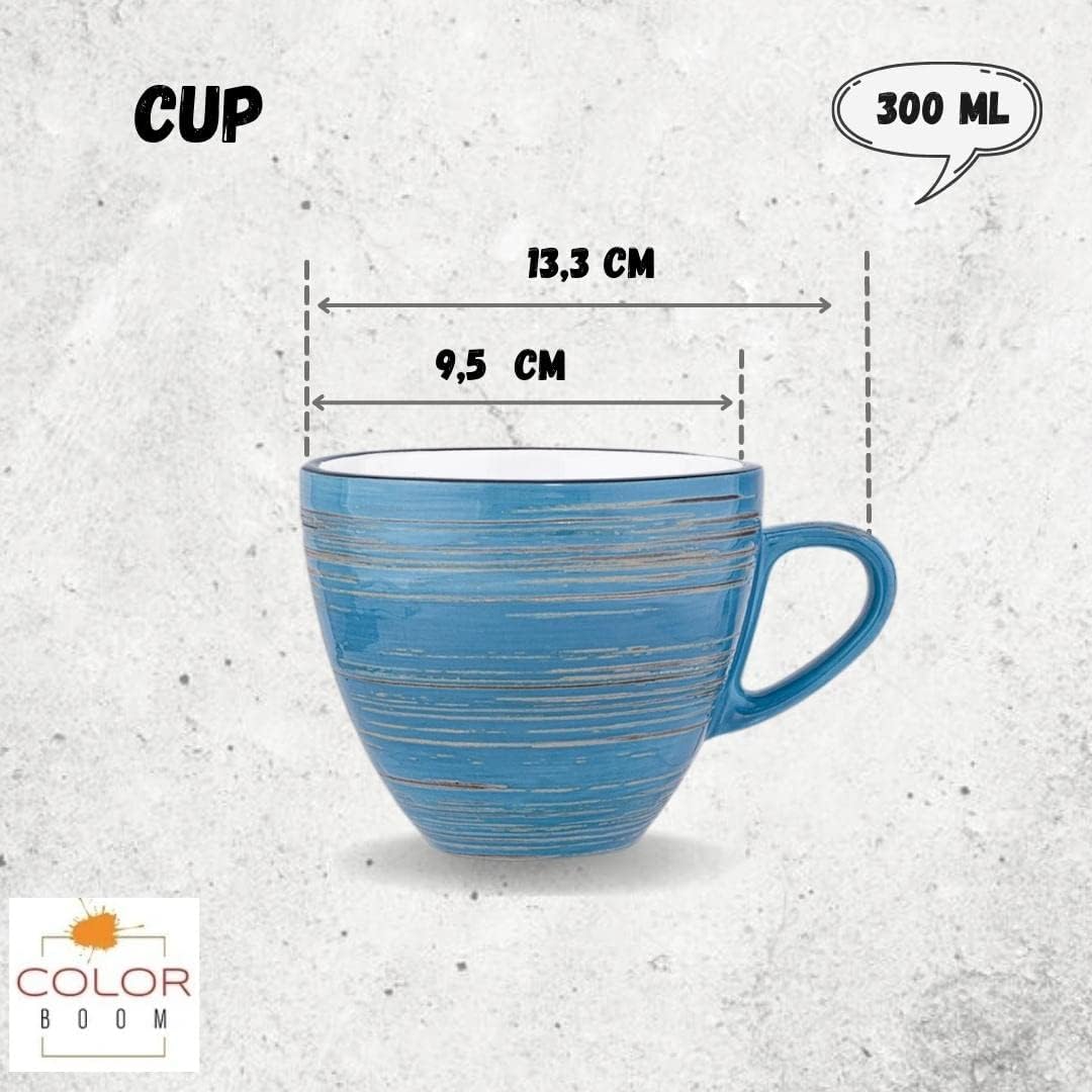 Wilmax Tasse mit Untertasse 300 ml 6er-Set Blau aus Porzellan