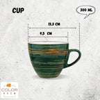 Wilmax Tasse mit Untertasse 300 ml 6er-Set Grün aus Porzellan