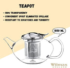 Wilmax Teekanne 1050 ml Borosilikatglas Edelstahlfilter WL-888805/A