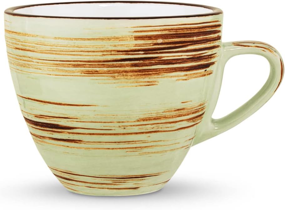 Wilmax Tasse mit Untertasse 190 ml 6er-Set Pistazie aus Porzellan
