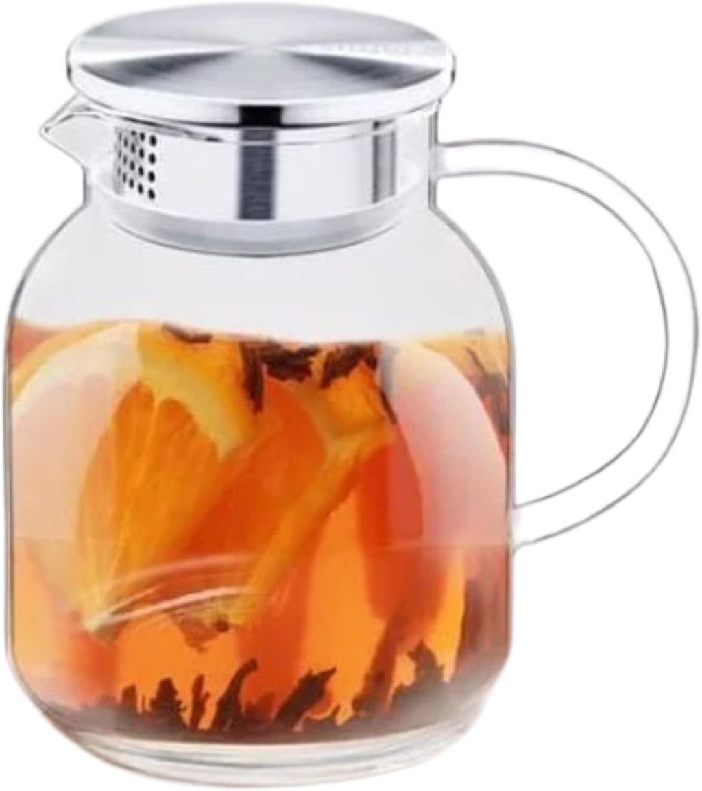 Wilmax Karaffe 1000 ml Thermoglas mit Edelstahl Deckel Transparent WL-888213/A