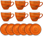 Wilmax Tasse mit Untertasse 300 ml 6er-Set Orange aus Porzellan