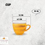 Wilmax Tasse mit Untertasse 110 ml 6er-Set Gelb aus Porzellan