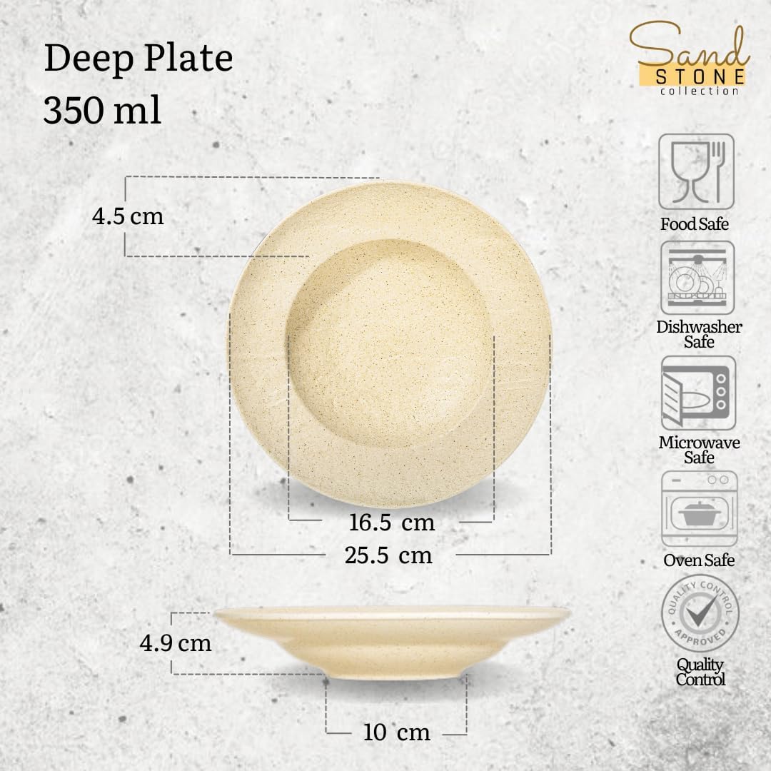 Wilmax Tiefer Teller 25,5 cm 350 ml Sand aus Porzellan