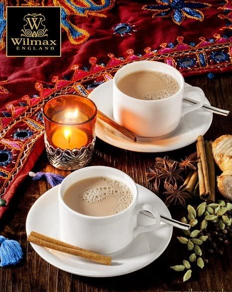 Wilmax Teetassen mit Untertassen 2er Set 160 ml Weiß WL-993006/2C