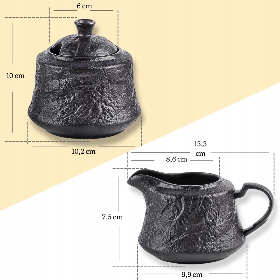 Wilmax Zucker- und Milchkännchen-Set 2-teilig Schwarz aus Porzellan