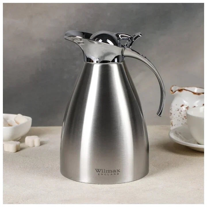 Wilmax Isolierkanne 1000 ml Silber aus Edelstahl