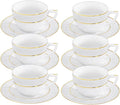Wilmax Espressotasse mit Untertasse 90 ml Weiß Goldrand Porzellan 6er Set WL-880102400/AB6