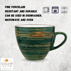 Wilmax Tasse mit Untertasse 300 ml 6er-Set Grün aus Porzellan