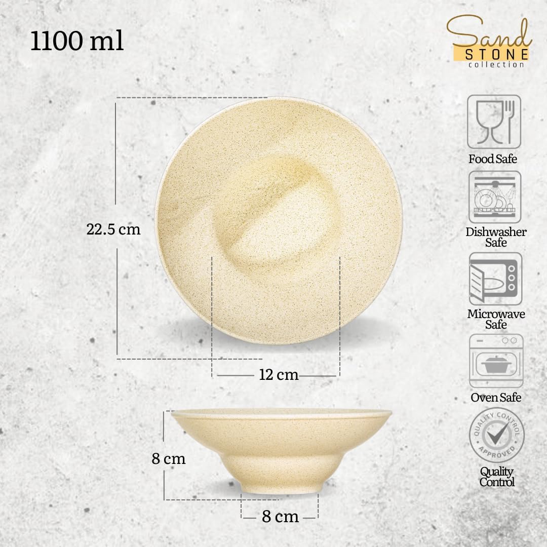 Wilmax Tiefer Teller 22,5 cm 1100 ml Sand aus Porzellan