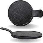 Wilmax Runde Servierplatte mit Griff 30,5 × 21,5 cm Schwarz aus Porzellan