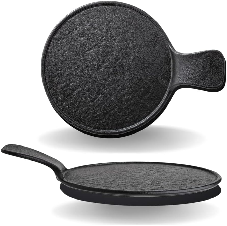 Wilmax Runde Servierplatte mit Griff 30,5 × 21,5 cm Schwarz aus Porzellan