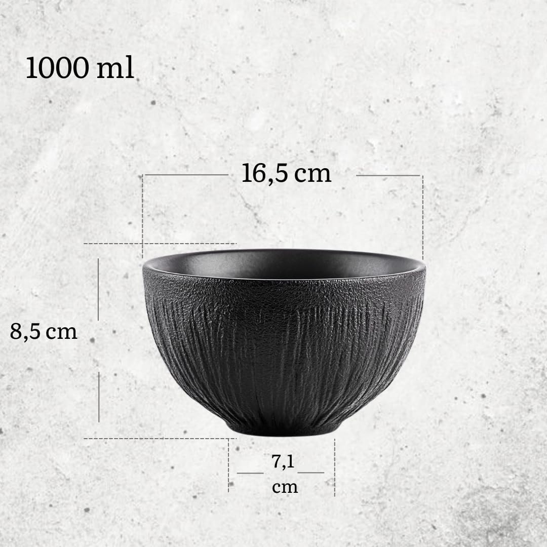 Wilmax Schalen Set 2er Schwarz 1000 ml Porzellan Salatschüssel WL-664117/A2