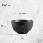 Wilmax Schüssel Lotus Schwarz 1000 ml 2er Set WL-664117/A2