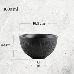 Wilmax Schalen Set 2er Schwarz 1000 ml Porzellan Salatschüssel WL-664117/A2