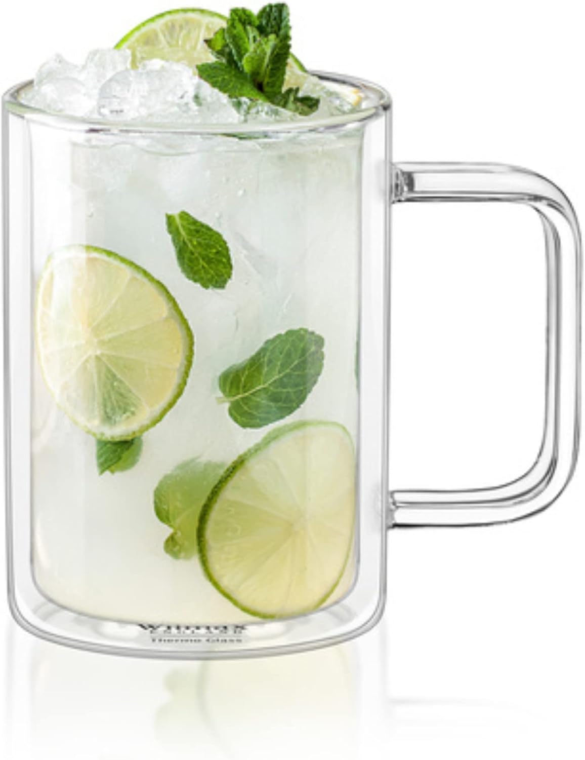 Wilmax Doppelwandiger Becher 400 ml 2er Set Borosilikatglas WL-888720/A2