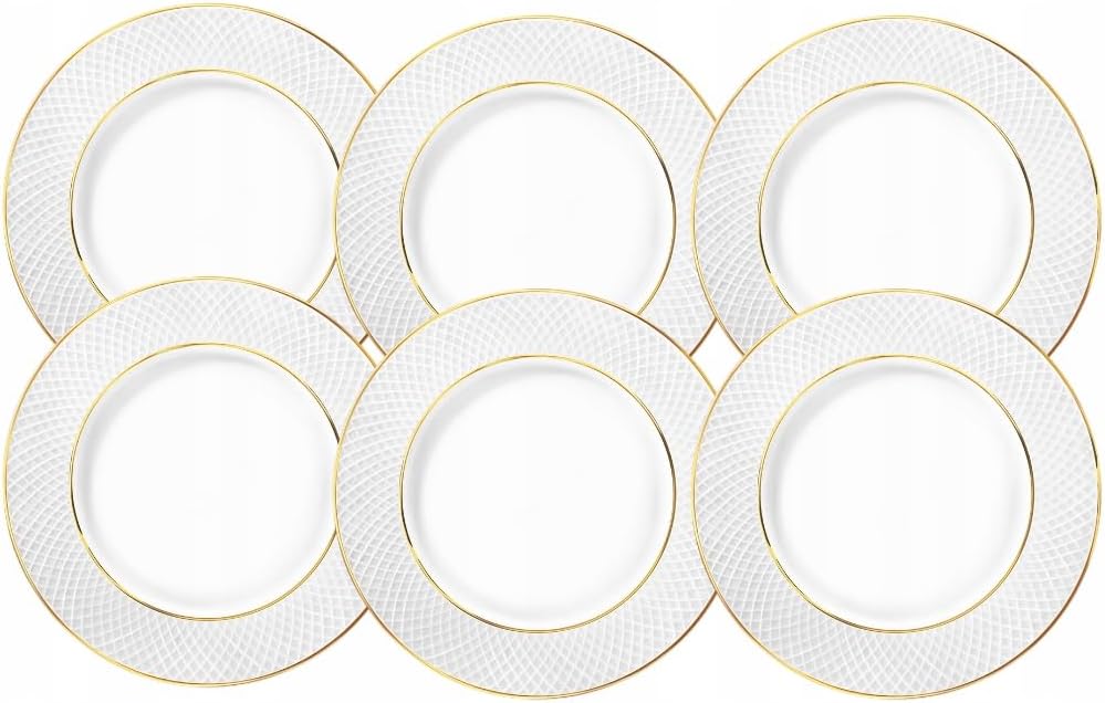 Wilmax Teller 18 cm Weiß Goldrand Porzellan 6er Set WL-880102101/A6