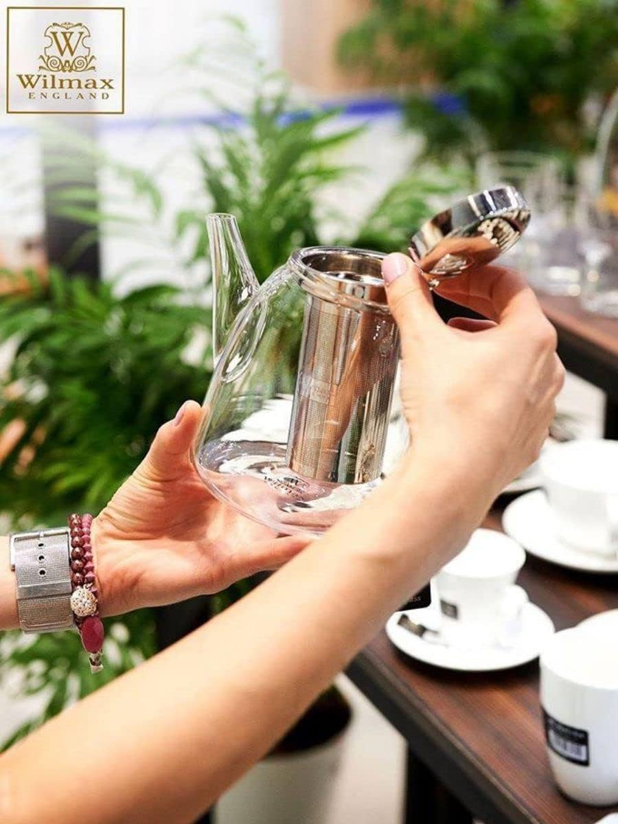 Wilmax Teekanne 950 ml Borosilikatglas Edelstahlfilter WL-888808/A