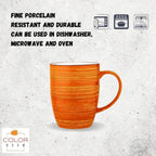 Wilmax Becher 460 ml Orange Porzellan 6er Set WL-669337/A6