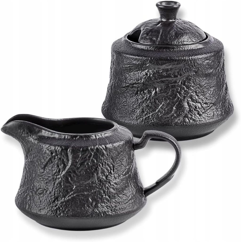 Wilmax Zuckerdose und Milchkännchen Set Schwarz WL-661160/A-WL-661161/A