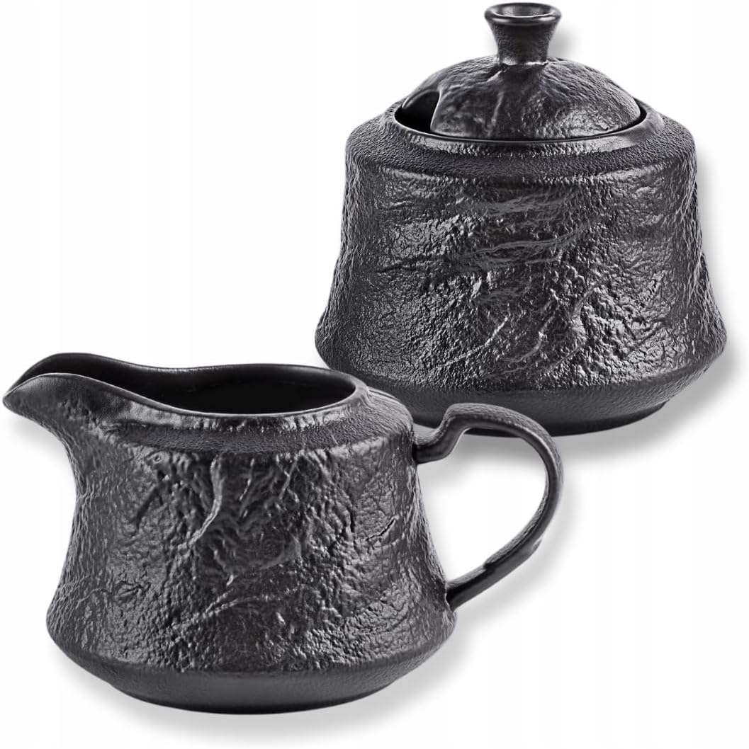Wilmax Zuckerdose und Milchkännchen Set Schwarz WL-661160/A-WL-661161/A