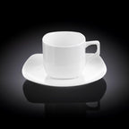 Wilmax Tasse mit Untertasse 200 ml quadratisch Weiß aus Porzellan