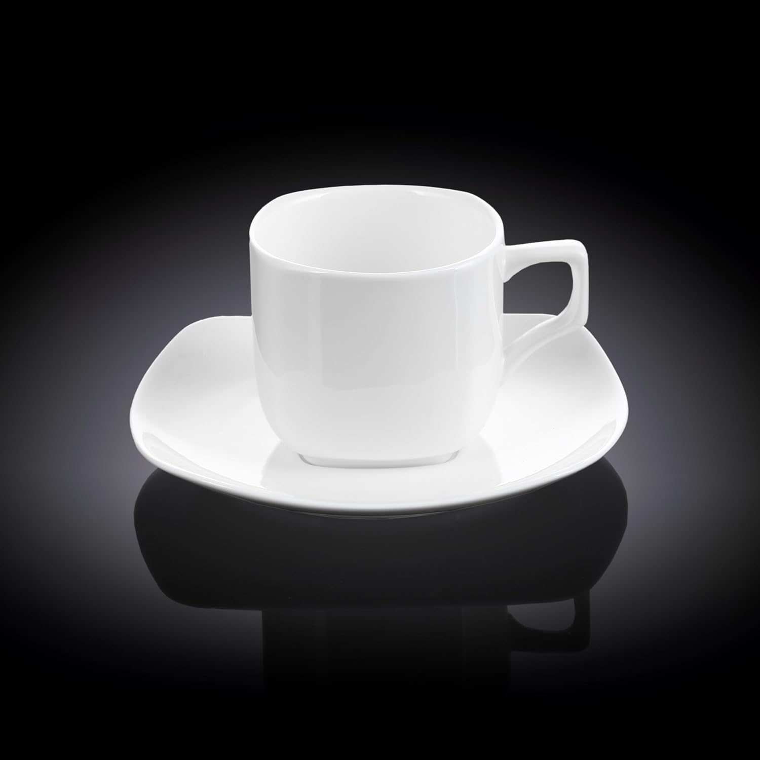 Wilmax Tasse mit Untertasse 200 ml quadratisch Weiß aus Porzellan