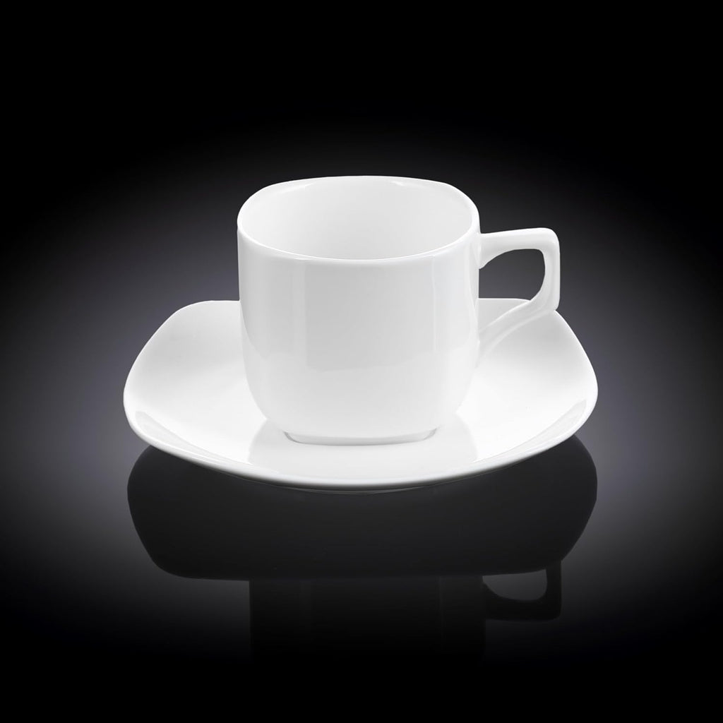 Wilmax Tasse mit Untertasse 200 ml Weiß aus Porzellan