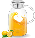 Wilmax Getränkeset 7-teilig mit Krug 2100 ml mit Edelstahldeckel und Filter und 6 gehämmerte Gläser 320 ml