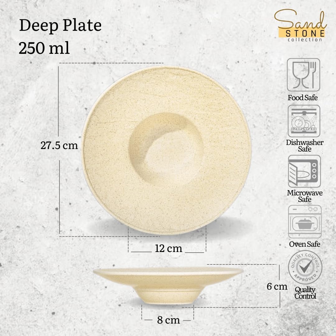 Wilmax Tiefer Teller 27 cm 250 ml Sand aus Porzellan