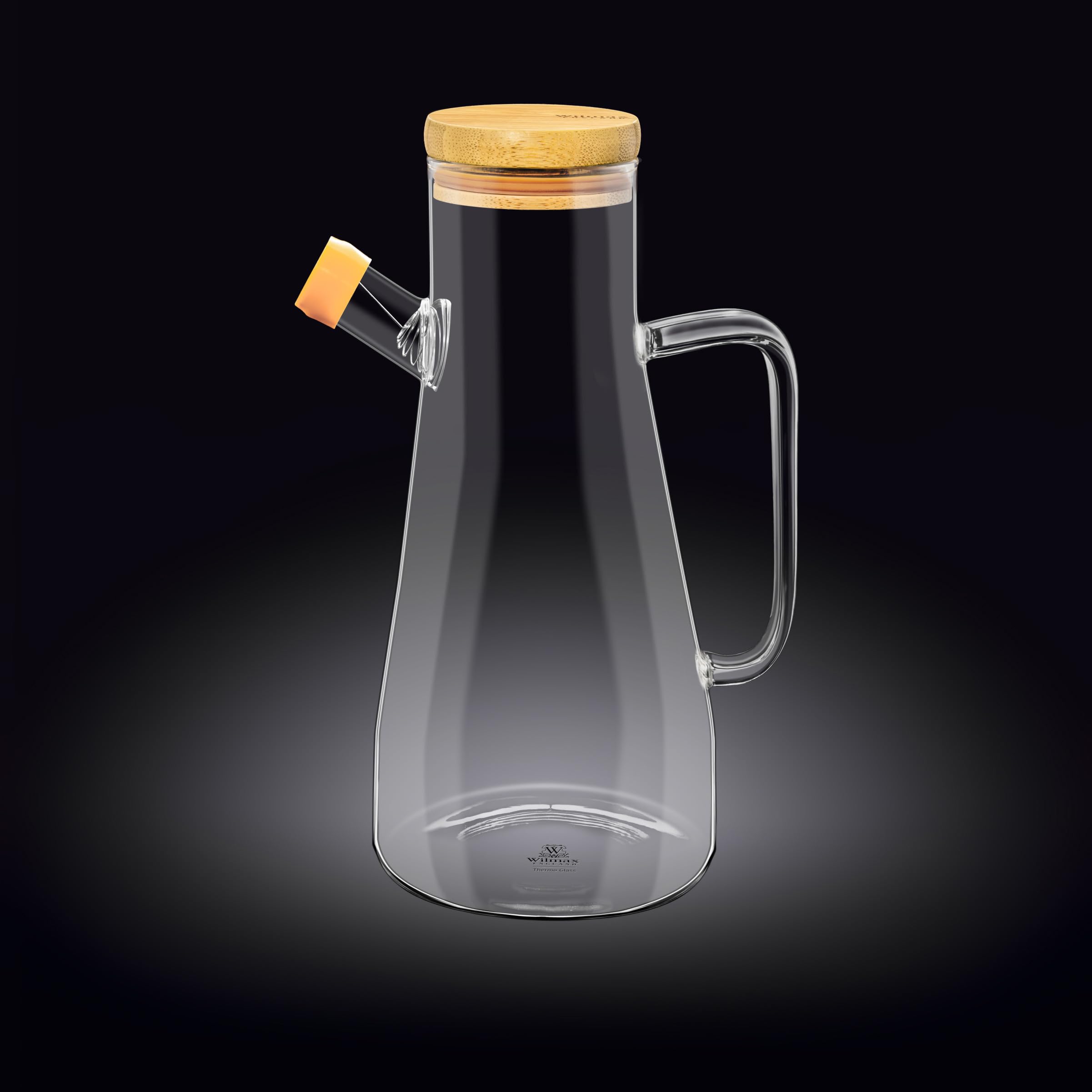 Wilmax WL-888958/A Borosilikatglas Ölflasche mit Bambusdeckel, 900mL Kapazität