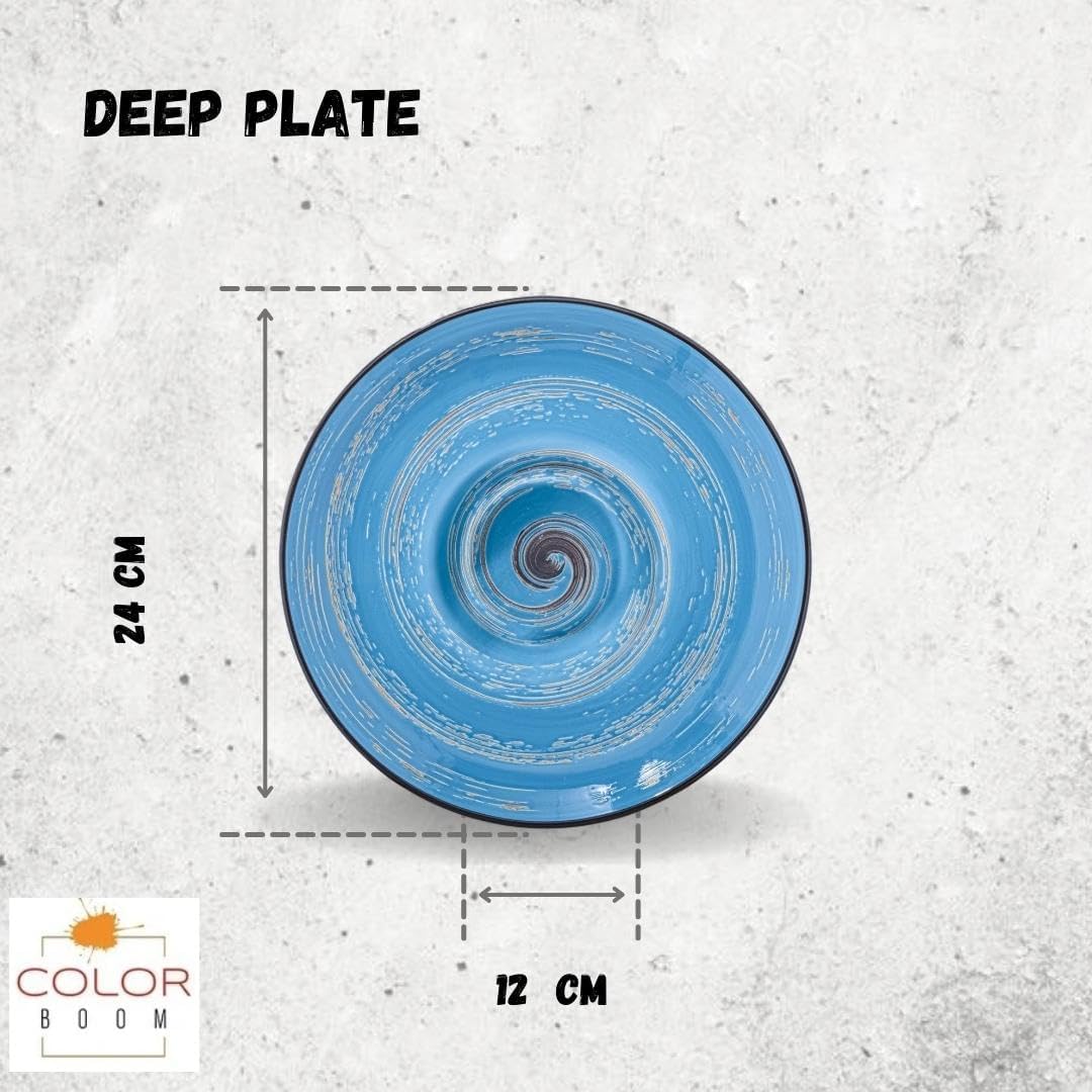 Wilmax WL-669625/A Porzellan Runden Tiefe Platte, Blau, 24cm Durchmesser, 200mL Kapazität