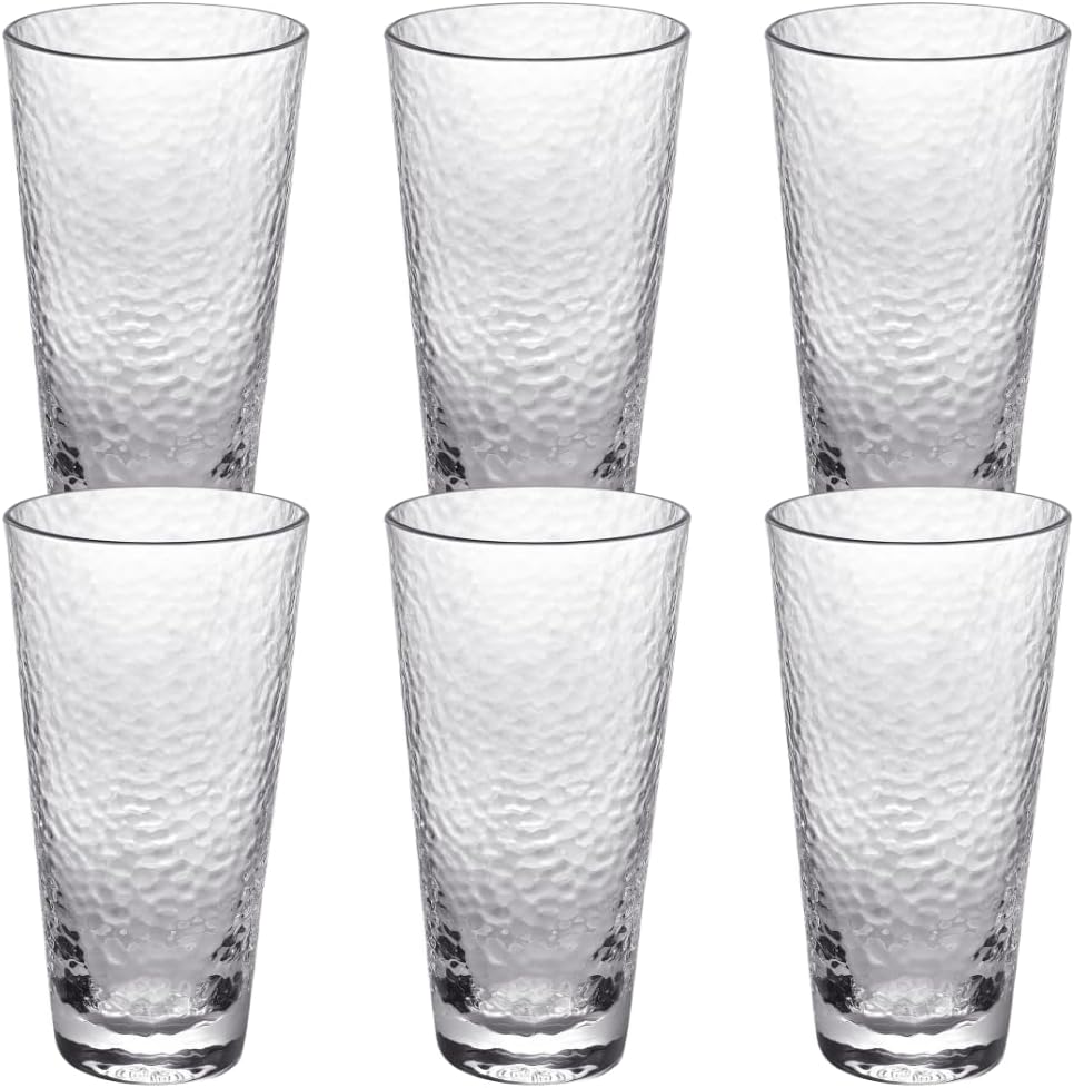 Wilmax Gehämmertes Trinkglas 450 ml 6er-Set Transparent aus Borosilikatglas